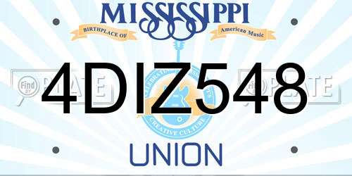 4DIZ548 Mississippi License Plate