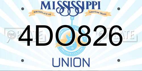 4DO826 Mississippi License Plate
