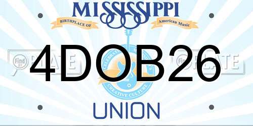 4DOB26 Mississippi License Plate