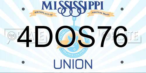 4DOS76 Mississippi License Plate