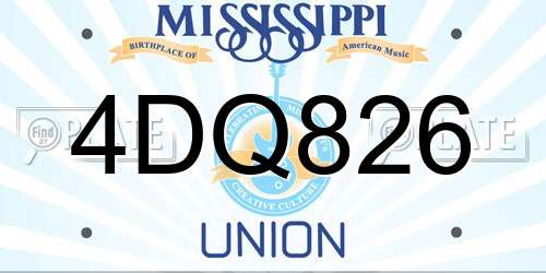 4DQ826 Mississippi License Plate