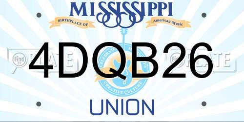 4DQB26 Mississippi License Plate