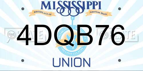 4DQB76 Mississippi License Plate