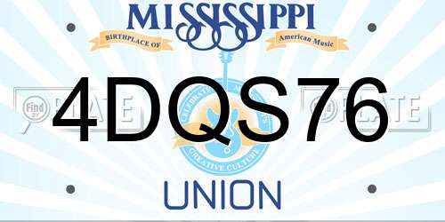 4DQS76 Mississippi License Plate