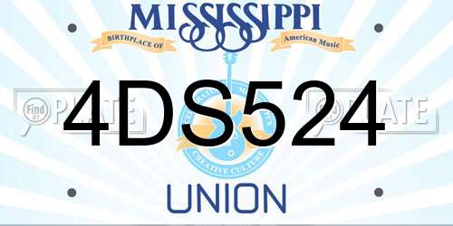 4DS524 Mississippi License Plate