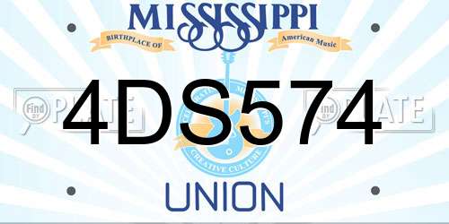 4DS574 Mississippi License Plate