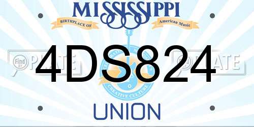 4DS824 Mississippi License Plate