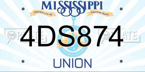 4DS874 Mississippi License Plate