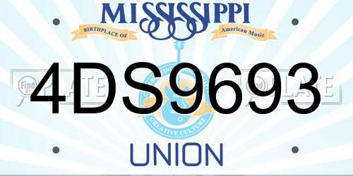 4DS9693 Mississippi License Plate