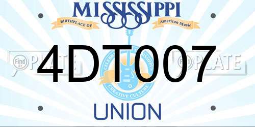 4DT007 Mississippi License Plate