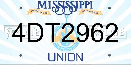 4DT2962 Mississippi License Plate