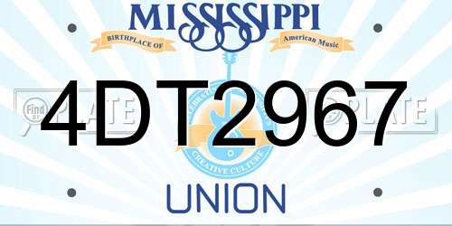 4DT2967 Mississippi License Plate