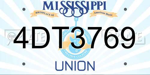 4DT3769 Mississippi License Plate