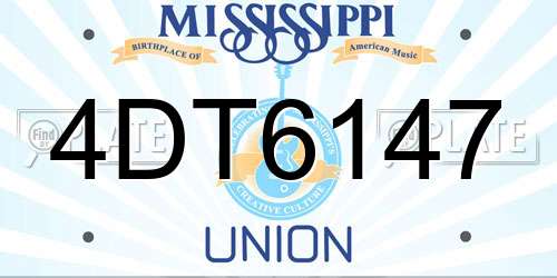 4DT6147 Mississippi License Plate