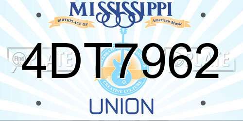 4DT7962 Mississippi License Plate
