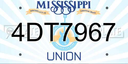 4DT7967 Mississippi License Plate