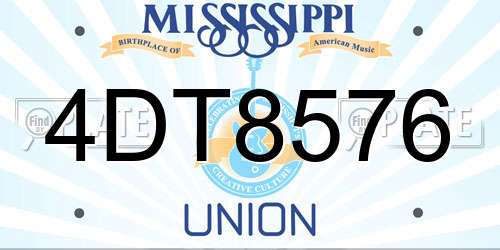 4DT8576 Mississippi License Plate