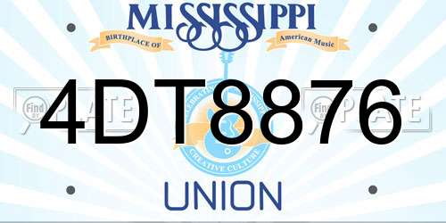 4DT8876 Mississippi License Plate