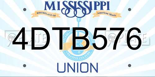 4DTB576 Mississippi License Plate