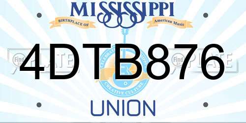 4DTB876 Mississippi License Plate