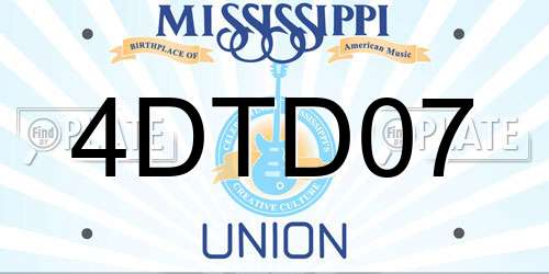4DTD07 Mississippi License Plate
