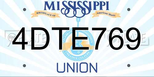 4DTE769 Mississippi License Plate