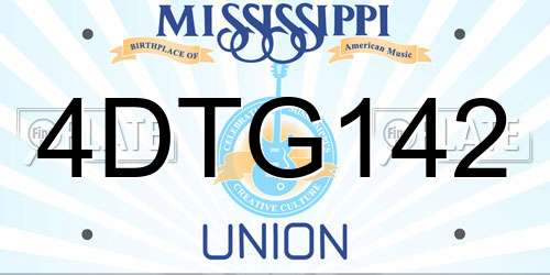 4DTG142 Mississippi License Plate