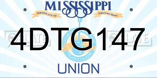 4DTG147 Mississippi License Plate