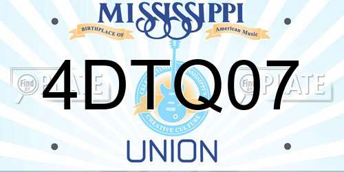 4DTQ07 Mississippi License Plate