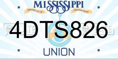 4DTS826 Mississippi License Plate