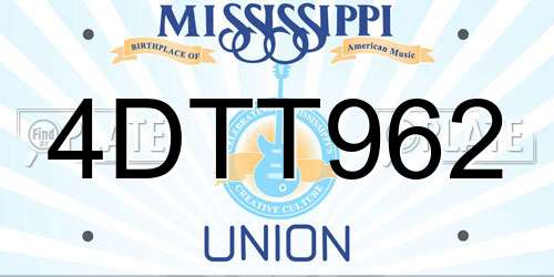 4DTT962 Mississippi License Plate