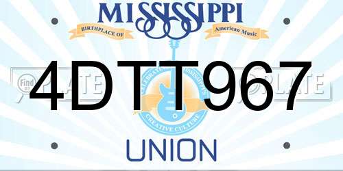 4DTT967 Mississippi License Plate