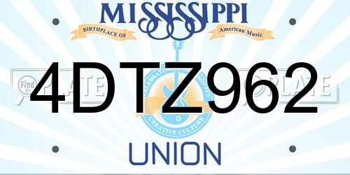 4DTZ962 Mississippi License Plate