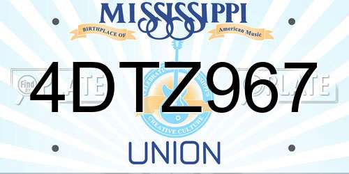 4DTZ967 Mississippi License Plate