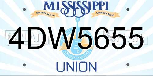 4DW5655 Mississippi License Plate