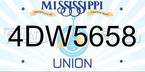 4DW5658 Mississippi License Plate