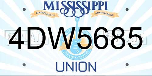 4DW5685 Mississippi License Plate