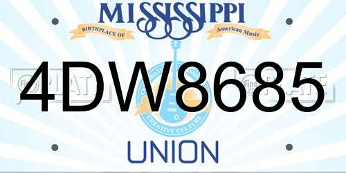 4DW8685 Mississippi License Plate