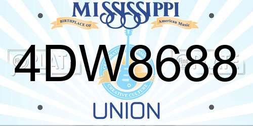 4DW8688 Mississippi License Plate