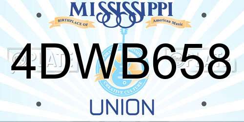 4DWB658 Mississippi License Plate
