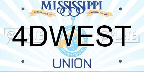 4DWEST Mississippi License Plate