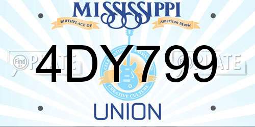 4DY799 Mississippi License Plate