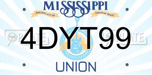 4DYT99 Mississippi License Plate
