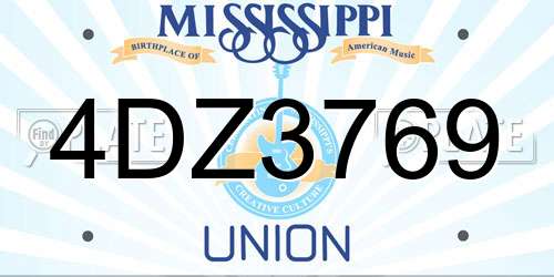 4DZ3769 Mississippi License Plate