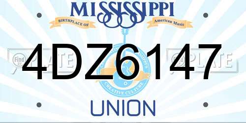 4DZ6147 Mississippi License Plate