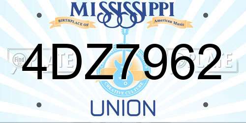 4DZ7962 Mississippi License Plate