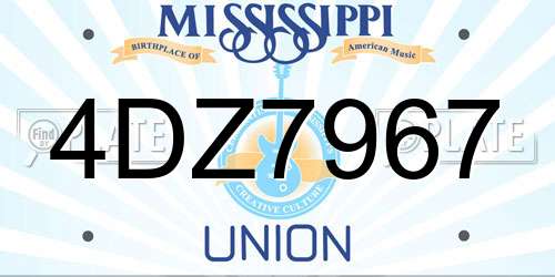 4DZ7967 Mississippi License Plate