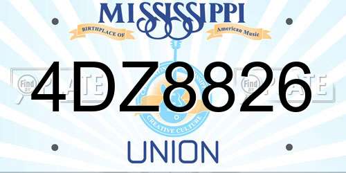 4DZ8826 Mississippi License Plate