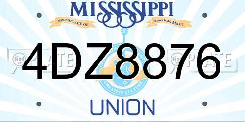 4DZ8876 Mississippi License Plate