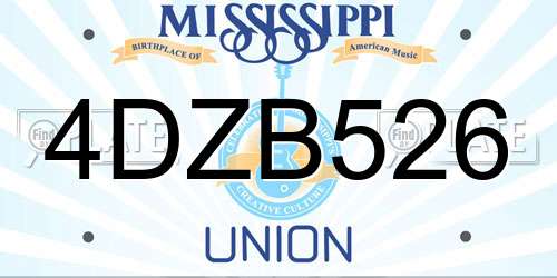 4DZB526 Mississippi License Plate